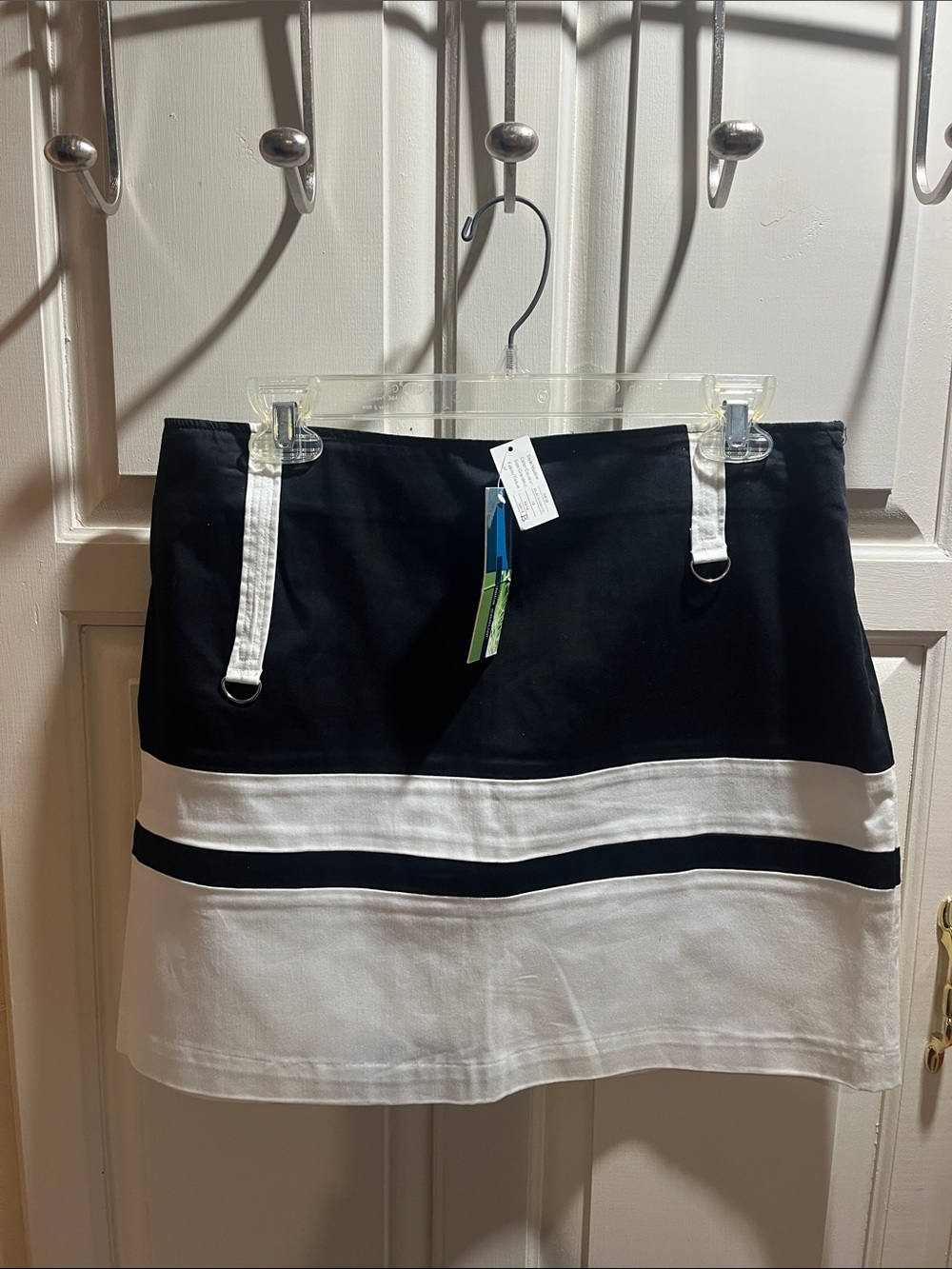 Dalia Collection Black and White Colorblock Mini Skirt